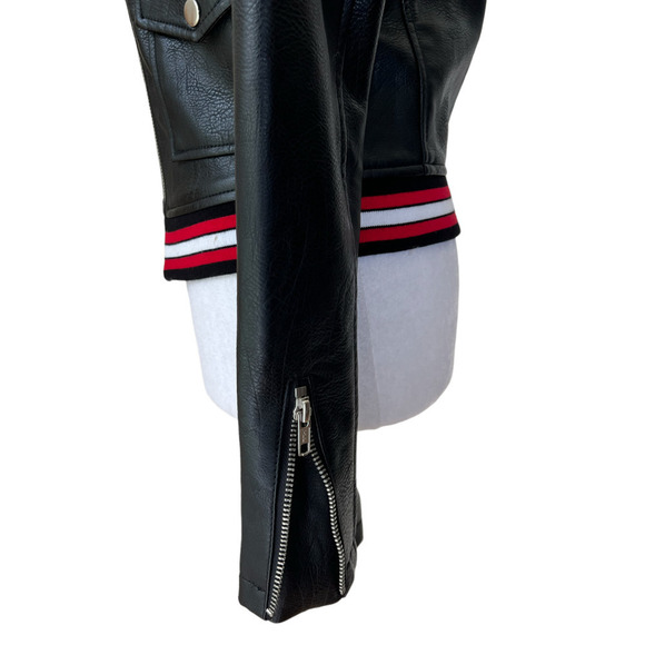 Romeo & Juliet Vegan Leather Moto Jacket Black Size Small - Picture 10 of 13